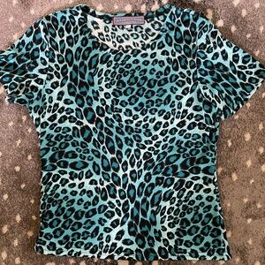 Leopard Turquoise S/S Top by Double D Ranch